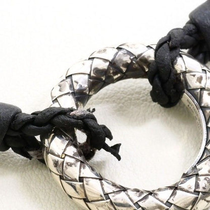 Bottega Veneta Intrecciato Circle Silver Leather Necklace 56 — view 8