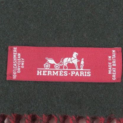 Hermes 100% Cashmere Fringe Shawl Scarf Green Bordeaux With Box Made In