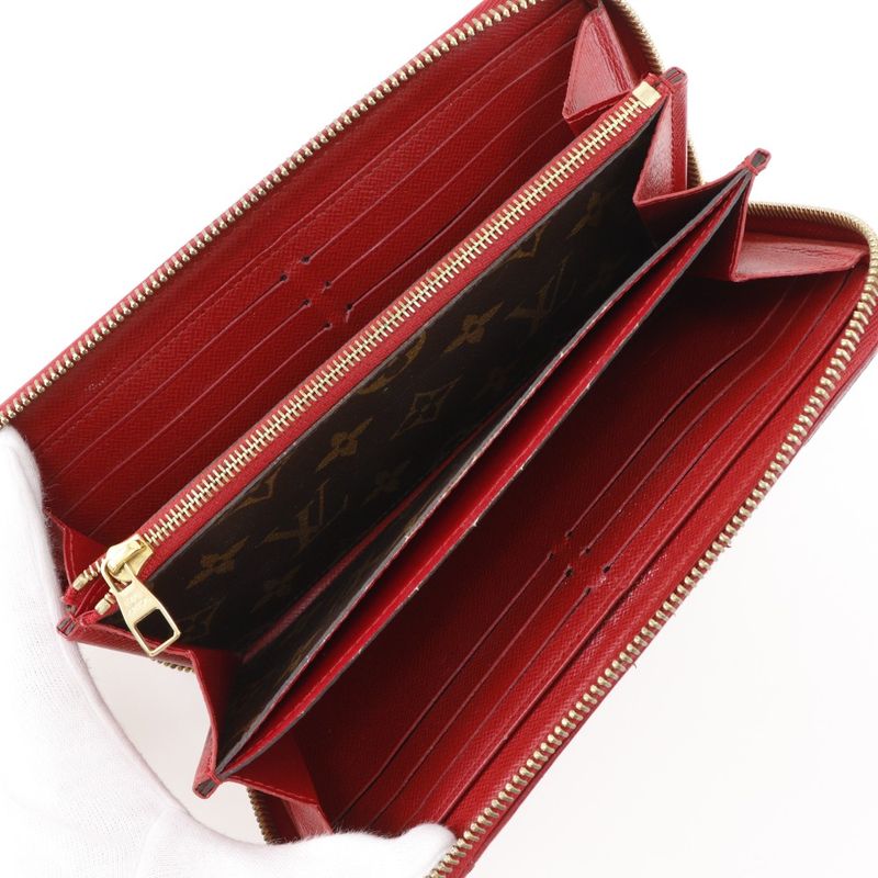 Louis Vuitton Zippy Wallet Retiro M61854 Monogram Canvas Threes Brown/red