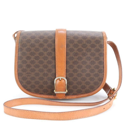 Vintage Celine Macadam Leather Shoulder Bag Crossbody Gold Hardware Genuine