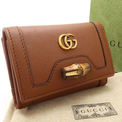 Gucci Diana Medium Wallet Bamboo Trifold Compact Brown Unu