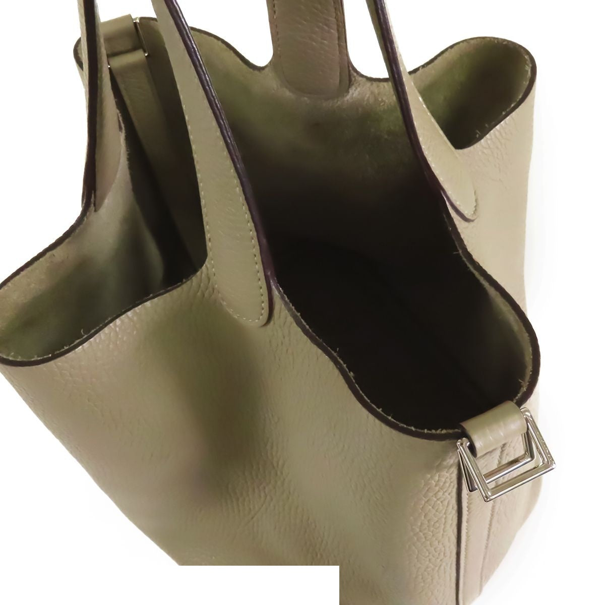 Hermes Picotin Lock MM Sage Silver Taurillon Handbag — view 5