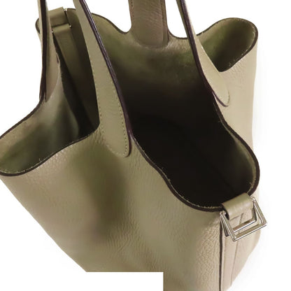 Hermes Picotin Lock MM Sage Silver Taurillon Handbag — view 5