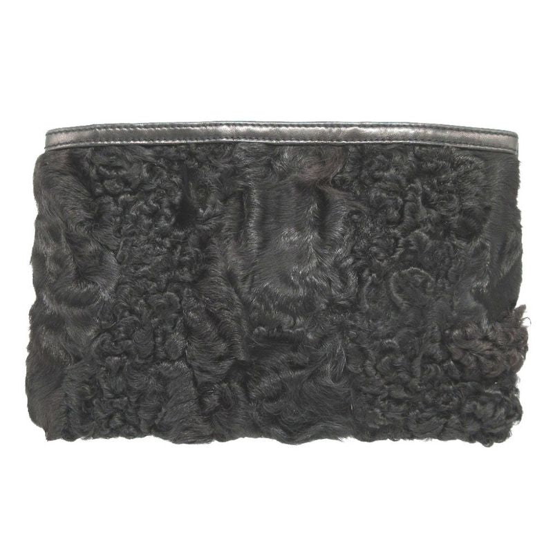 Loewe Lamb Fur Nappa Leather Black Zip Pouch 0080 Loewe