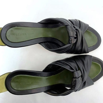 Celine Heels Sandals Khaki Black Ec20708 Excellent Condition
