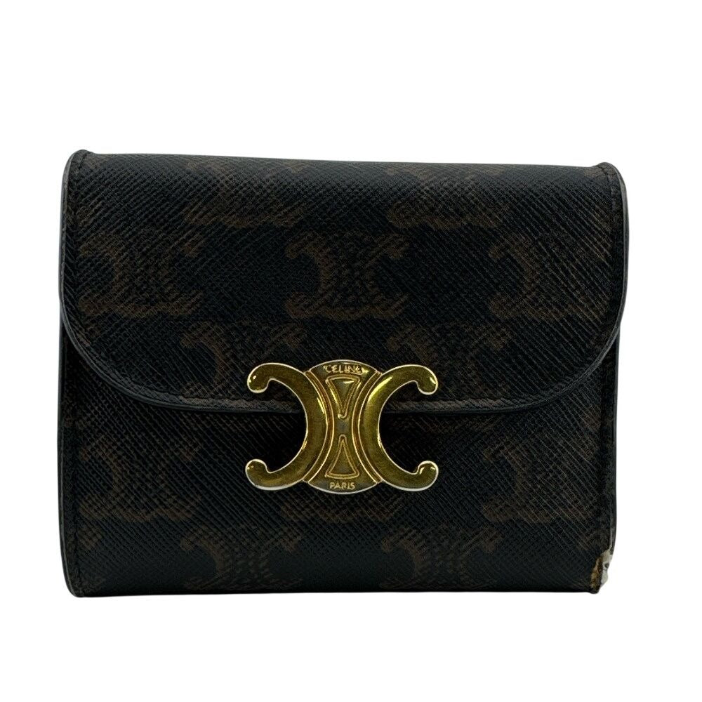 Celine Trifold Wallet Leather Brown