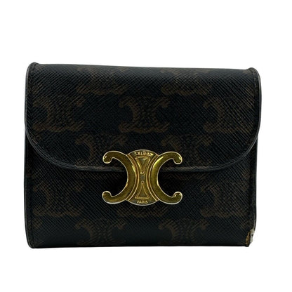 Celine Trifold Wallet Leather Brown