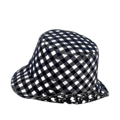Dior Baquet White Navy Check Oak Hat