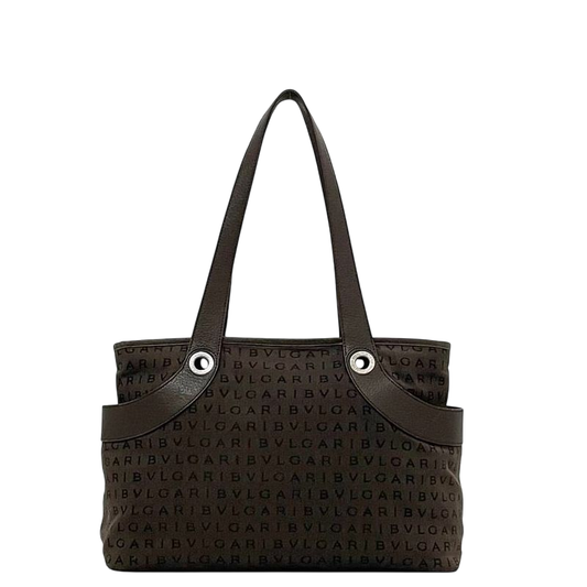 Bulgari Tote Bag Lolita Brown Logomania Light Canvas