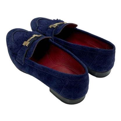 Hermes Royale Loafer Leather Shoes Suede Navy Gold Moccasin Flat Shoes Hhardware