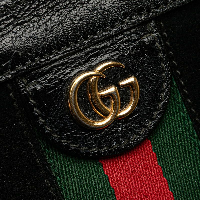 Gucci GG Velvet Ophidia Medium Chain Shoulder Bag 503877 Black Leather Suede