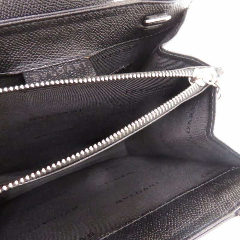 Bulgari 2way Leather Black 0428 Black Handbag Bvlgari