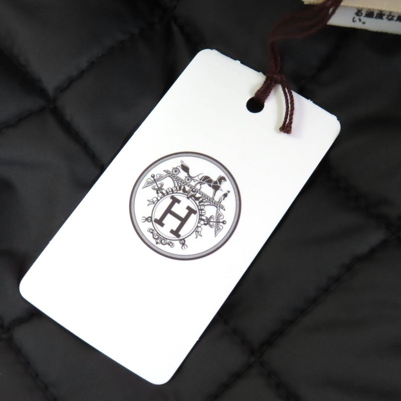 Hermes 22AW 2h0106dg Cashmere Blend Serie Button Zip Up Quilted Coat Dark Navy