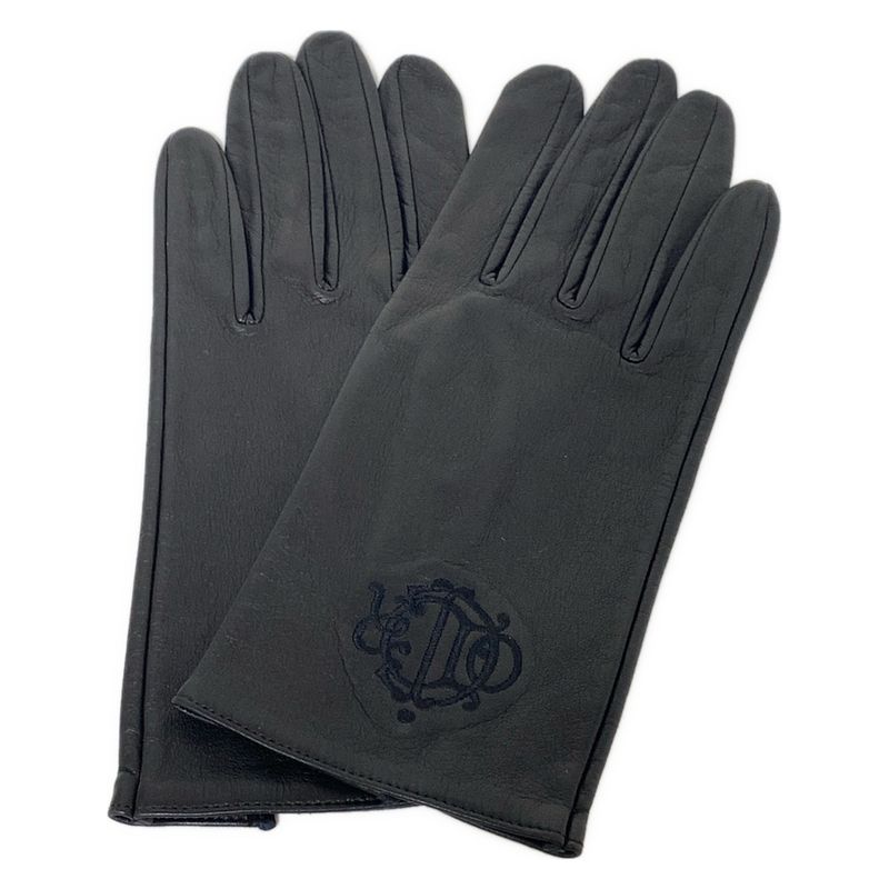 Dior/christian Dior Gloves Women - Black Embroidered Leather