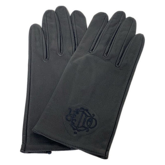 Dior/christian Dior Gloves Women - Black Embroidered Leather