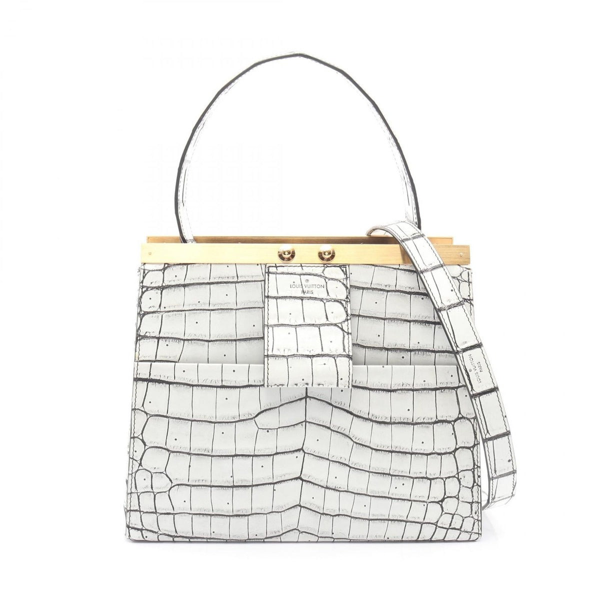 Louis Vuitton Handbag Light Gray Leather 2-Way