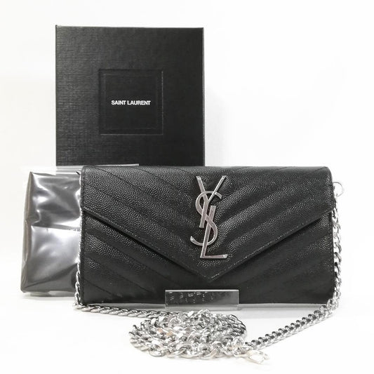 Saint Laurent Wallet Matelasse Stitch Flap Caviar