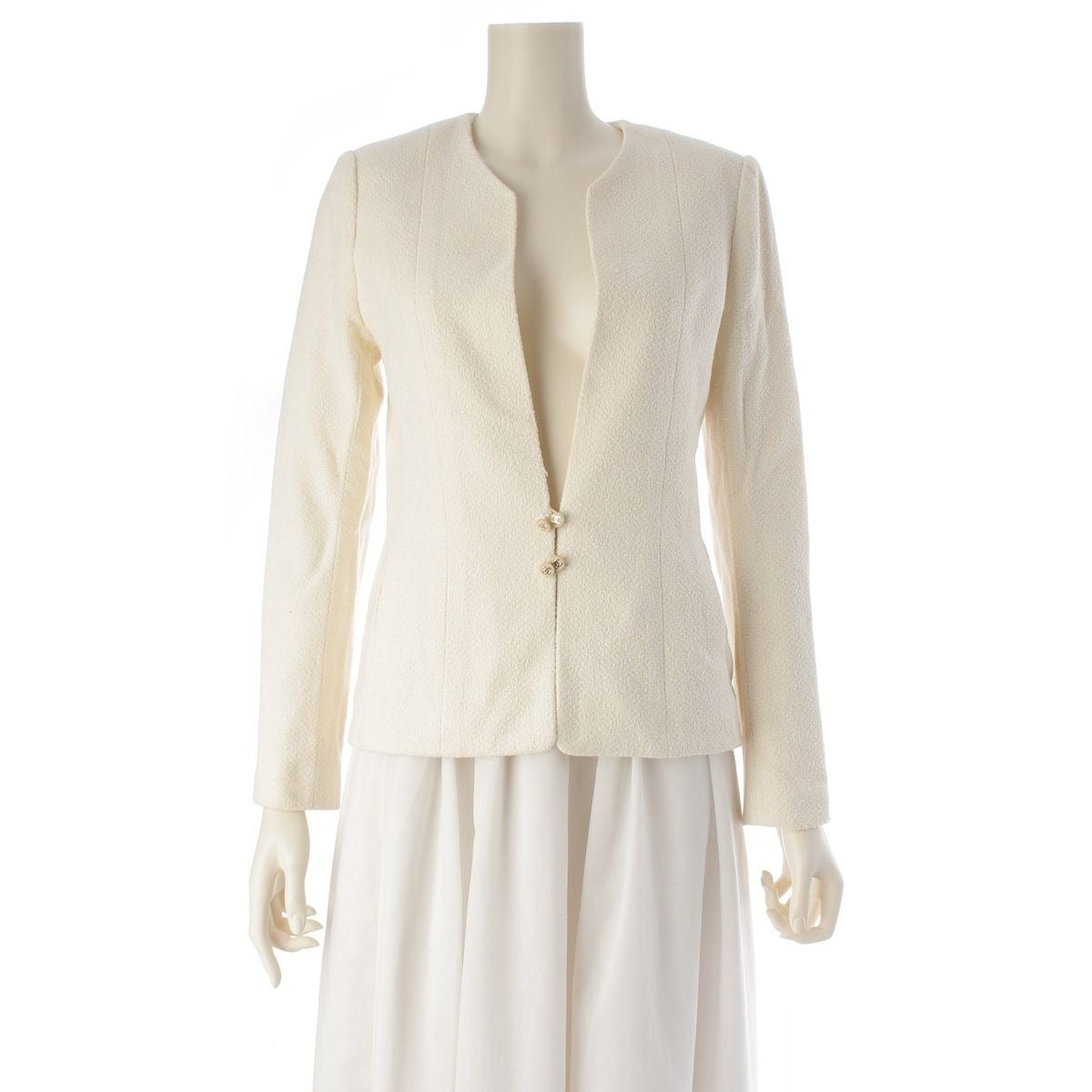 Chanel Cotton Wool Chain Coco Button Collarless Jacket