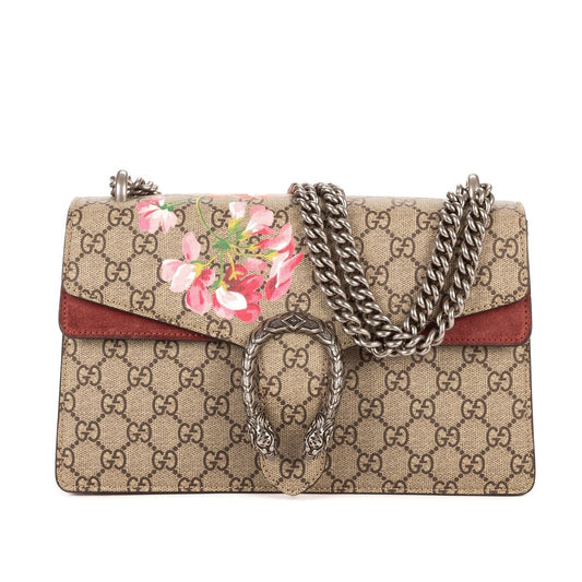 Gucci Blooms Dionysus Beige Burgundy Supreme Canvas Shoulder Bag