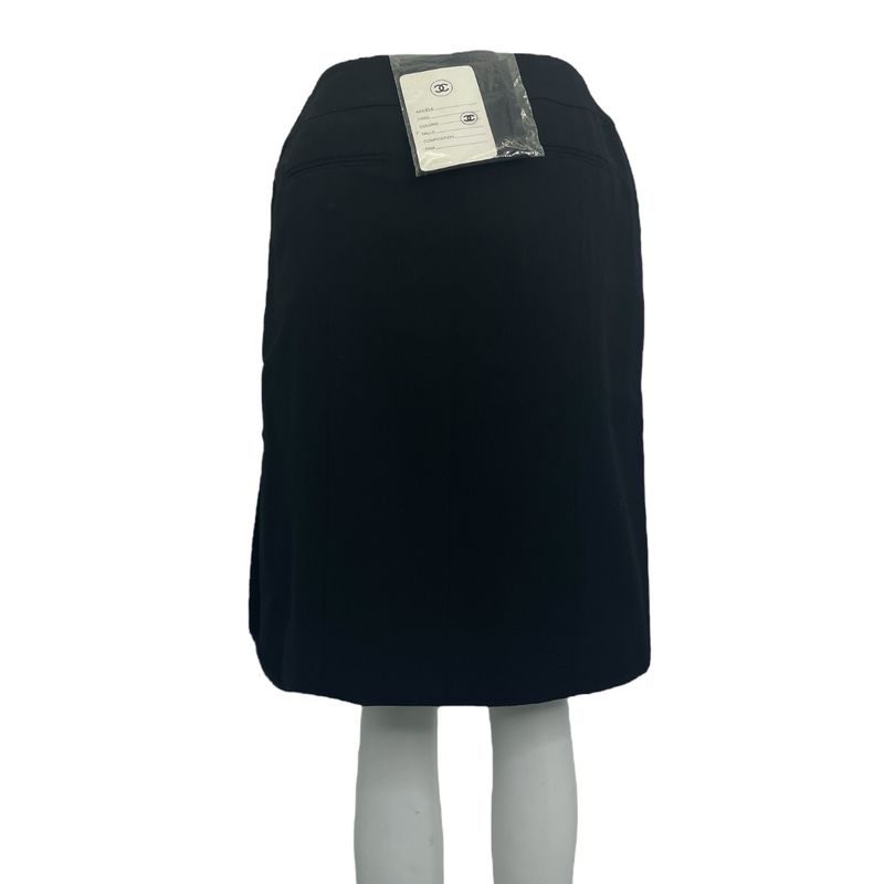 Chanel 96P Skirt Coco Button Wool Black