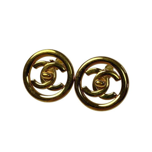 Chanel CC Logo Earrings Gold