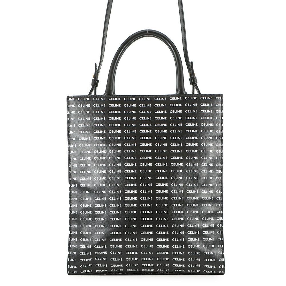 Celine Tote Small Vertical Cabas Logo All Over Pattern 2-Way Black