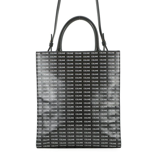 Celine Tote Small Vertical Cabas Logo All Over Pattern 2-Way Black
