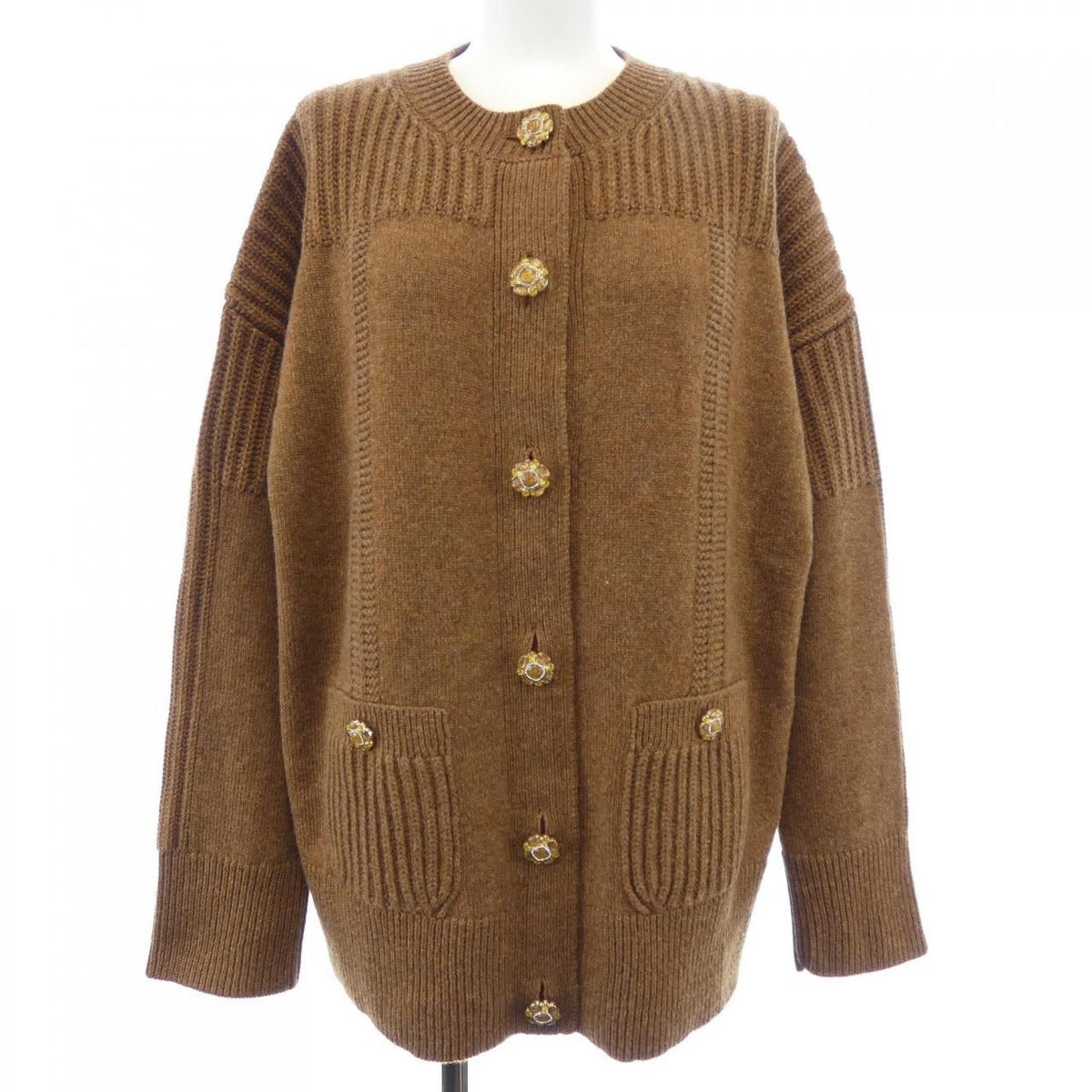 Chanel Cardigan Cashmere Brown Sheer