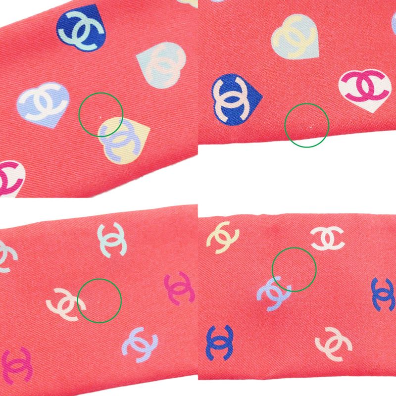Chanel Headband Twill Pink Coco Mark 100% Silk Scarf Accessories