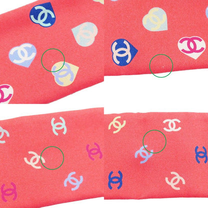 Chanel Headband Twill Pink Coco Mark 100% Silk Scarf Accessories