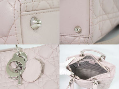 Authentic Christian DIOR Lady Dior Cannage 2WAY Shoulder Bag Handbag Leather