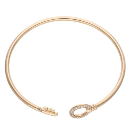 Tiffany & Co Key Wire 18K Pink Gold Diamond Bangle Men's