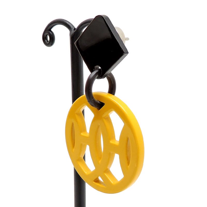 Hermes Enamel Yellow Peace Sign Earrings