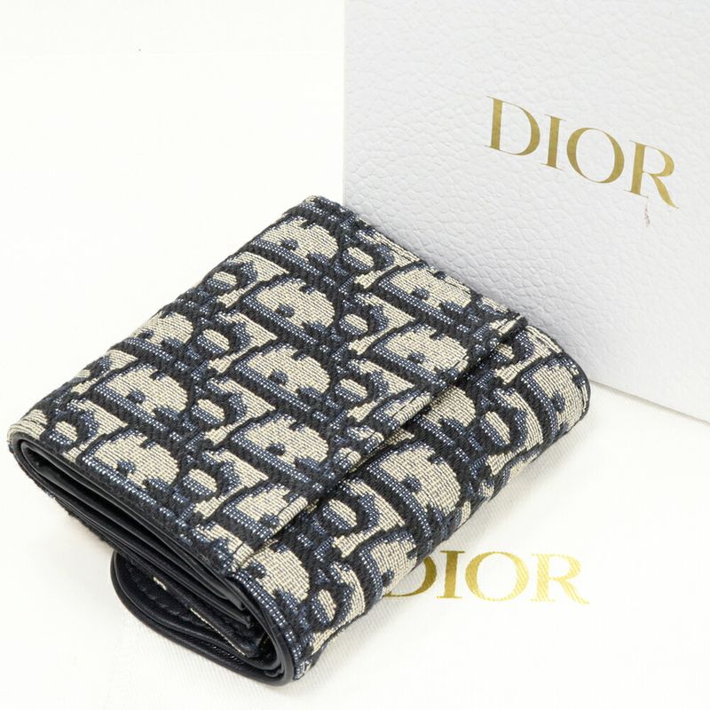 Dior Trifold Wallet With Coin Purse Compact Wallet Saddle Lotus Wallet Dior
