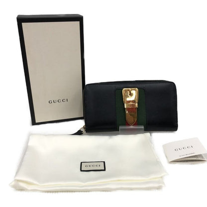 Gucci Round Zipper Long Wallet Sylvie 476083 Black