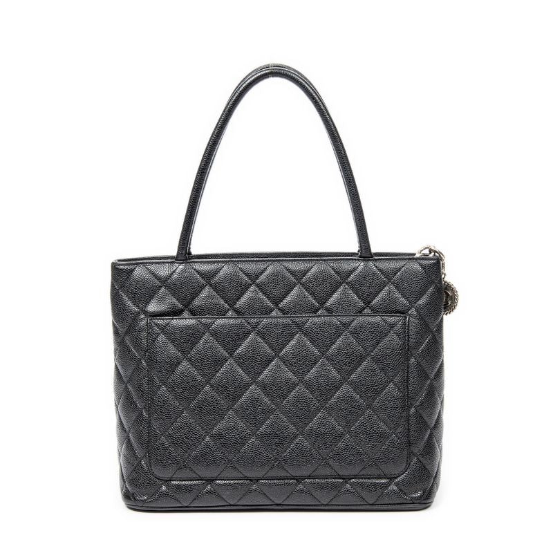Chanel Timeless Medallion Tote Black Matelasse Caviar Leather A