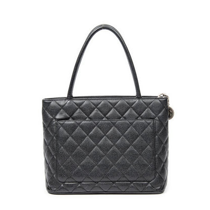 Chanel Timeless Medallion Tote Black Matelasse Caviar Leather A
