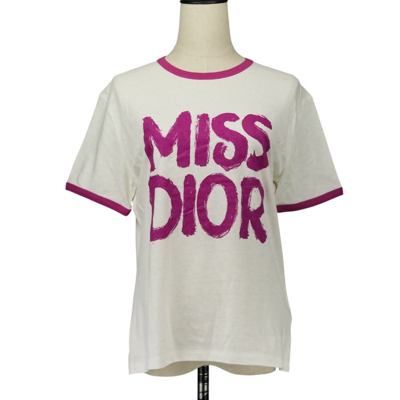 24aw Christian Dior Miss Dior Graffiti Cotton Linen T-Shirt 453t40a4554 Size M