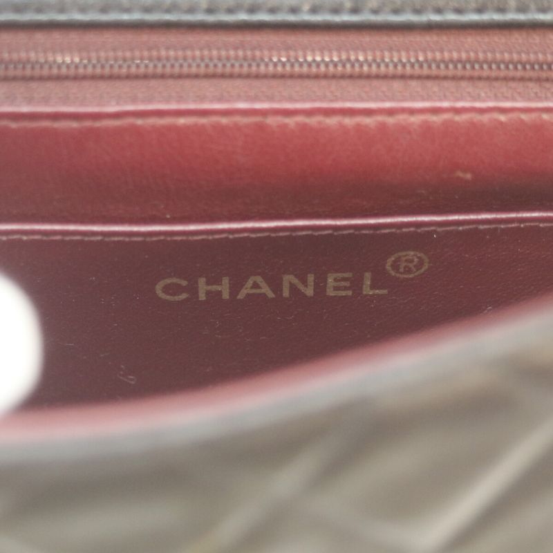 Chanel No 3 Black Lambskin Ghardware Mini Matelasse 17 Chain Shoulder Bag Black