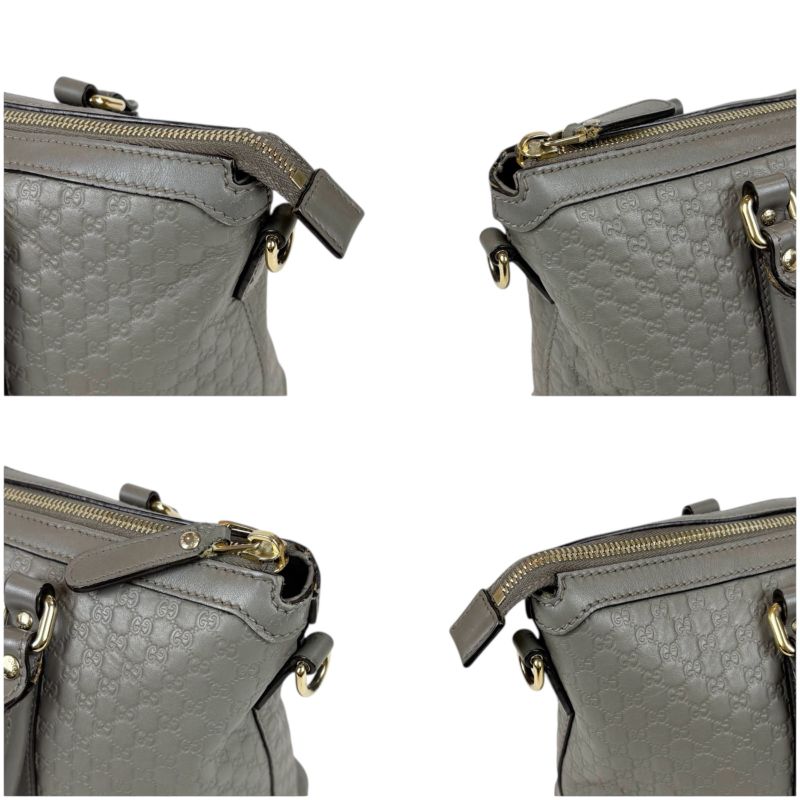 Gucci Micro Shimmer Leather Mini Tote Bag Shoulder Bag 2WAY Light Gray Leather