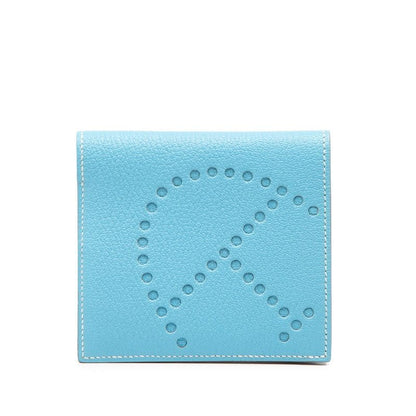 Hermes Evelyne Billfold Bifold Wallet Celeste Blue Chevre Misor