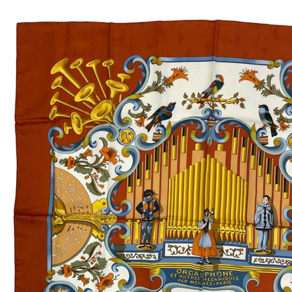 Hermes Scarf 100% Silk Carre 90 Orgauphone ET Autres Mecaniques Pipe Organ — view 3