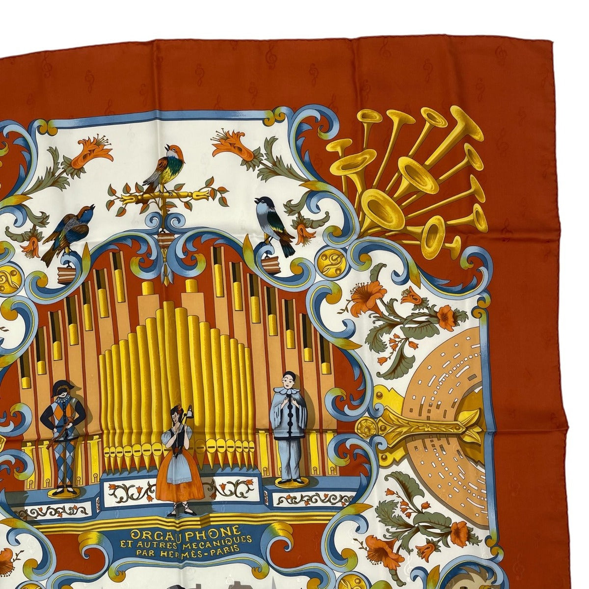 Hermes Scarf 100% Silk Carre 90 Orgauphone ET Autres Mecaniques Pipe Organ — view 4