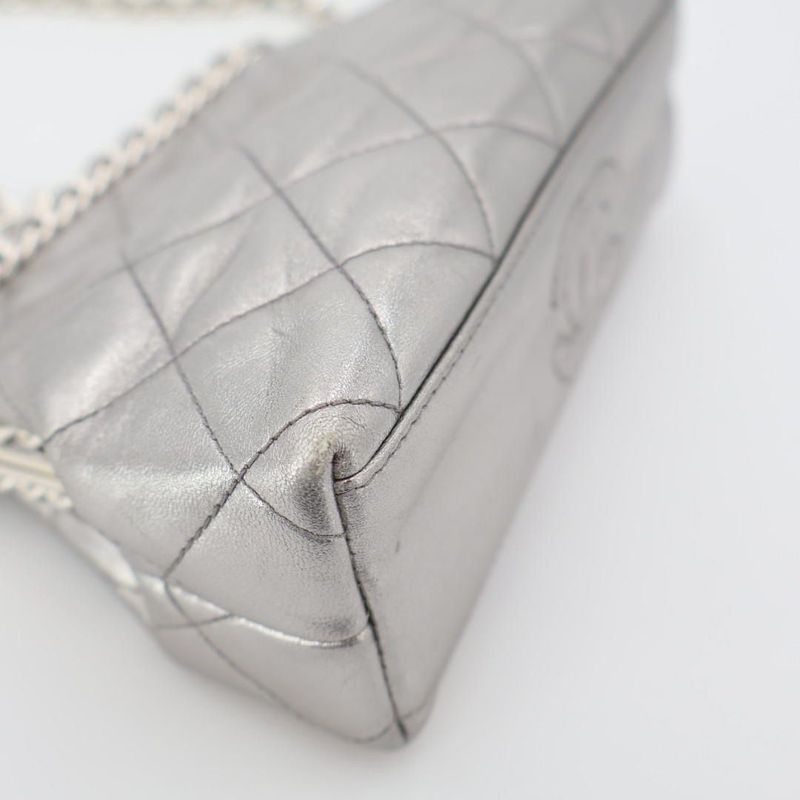 Chanel Fishmouth Chain Shoulder Bag Silver Vintage 3 Rd