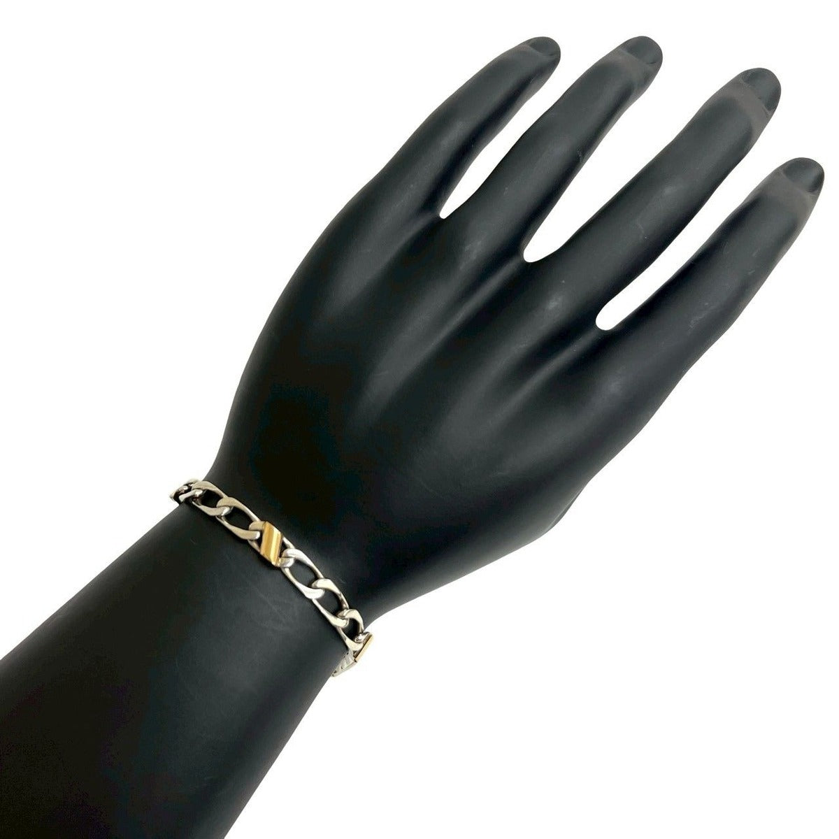 Tiffany & Co Figaro Bracelet Calf 18K Gold Chain Silver — view 2