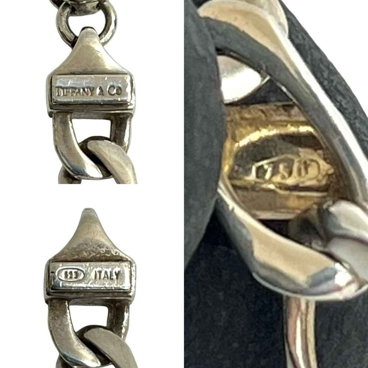 Tiffany & Co Figaro Bracelet Calf 18K Gold Chain Silver — view 4
