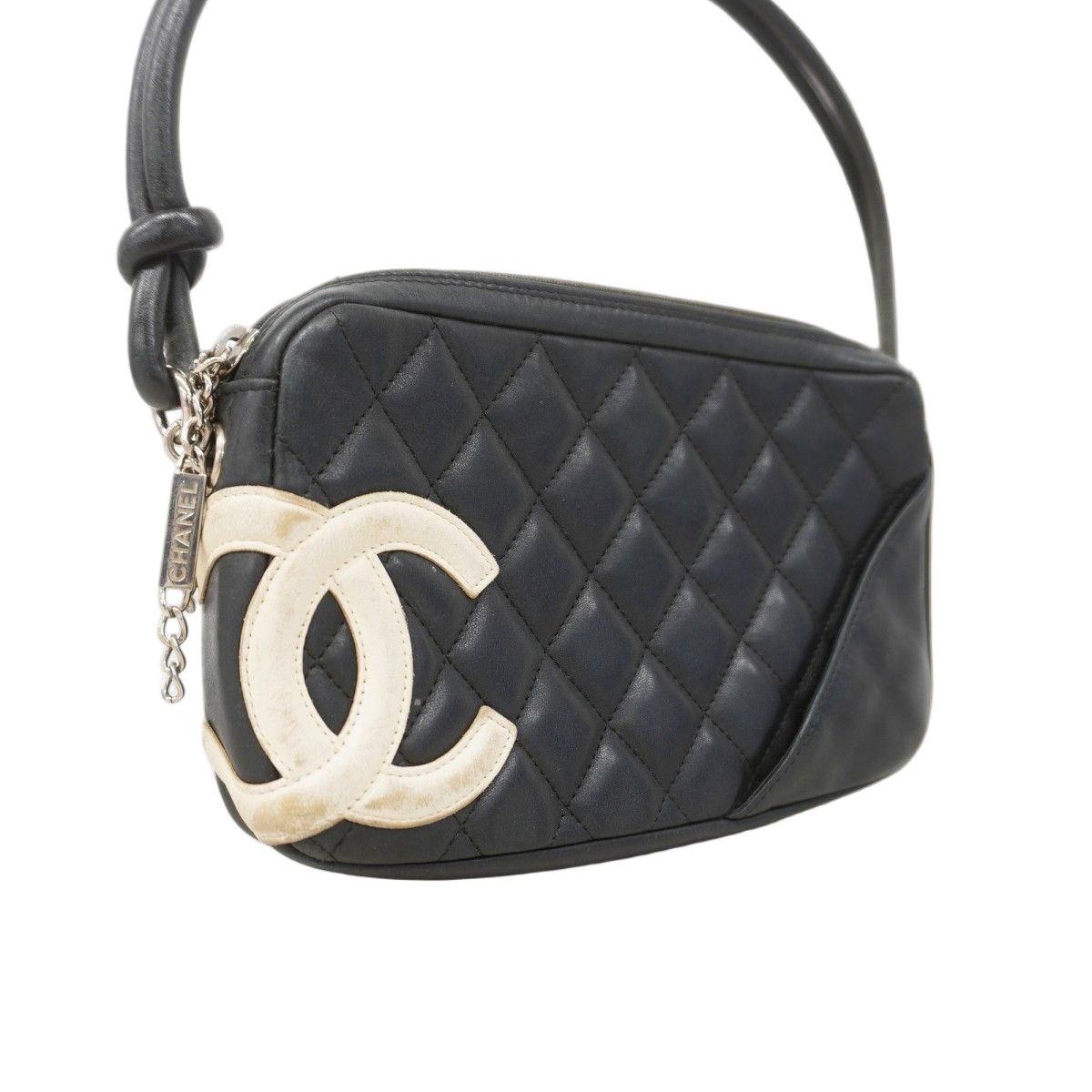 Chanel Handbag Cambon Lambskin Black White Silver — view 2