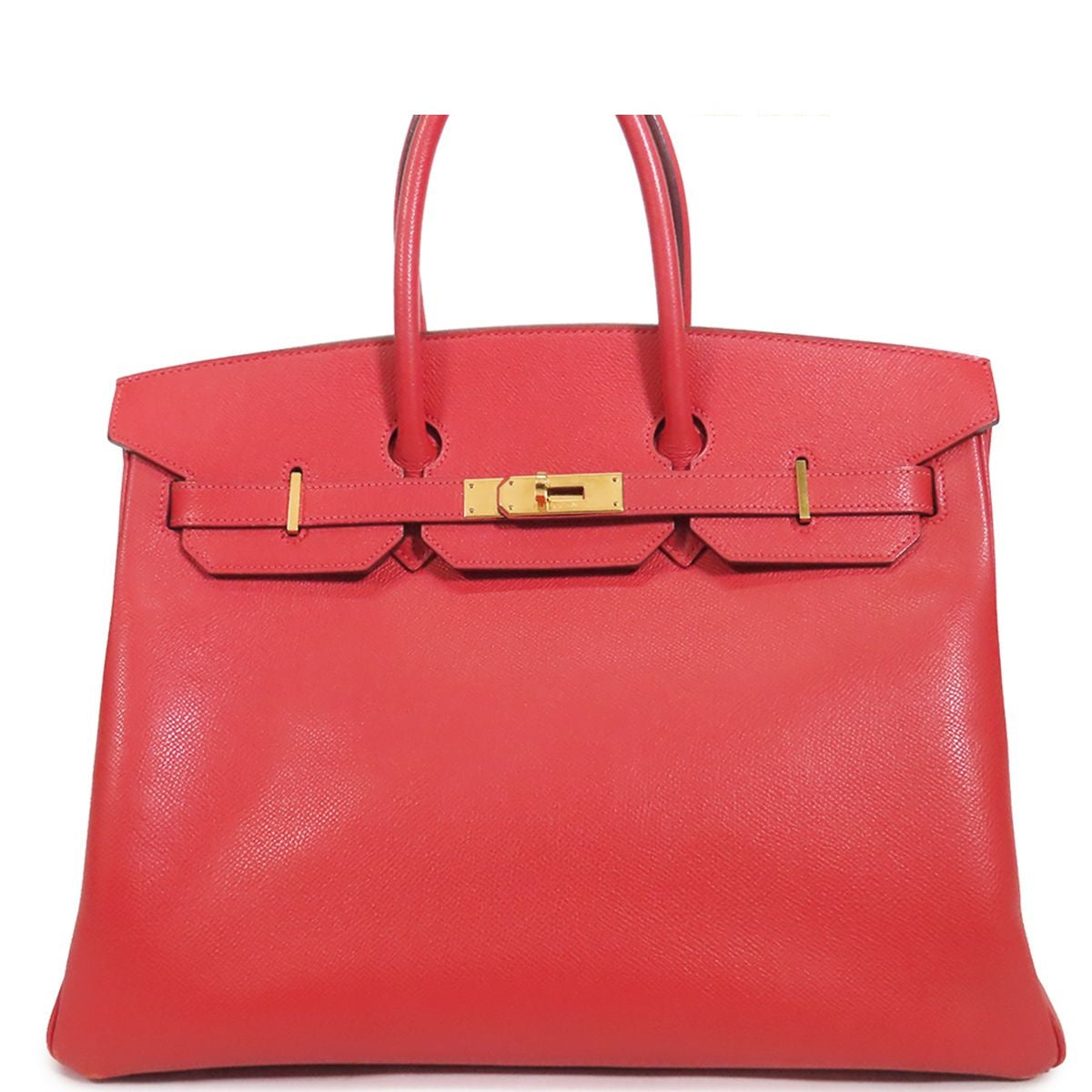 Hermes Birkin 35 Rouge Vif Gold Epsom Handbag