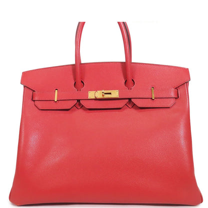 Hermes Birkin 35 Rouge Vif Gold Epsom Handbag