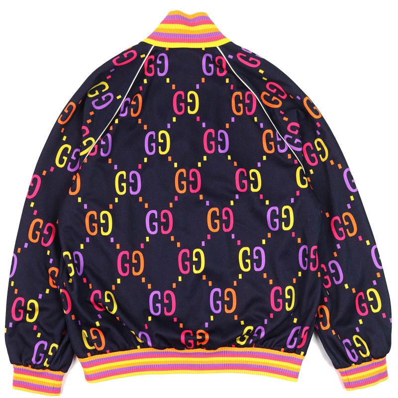 Gucci 701623 Jumbo GG Technical Jersey Track Jacket Navy Multicolor M Made In